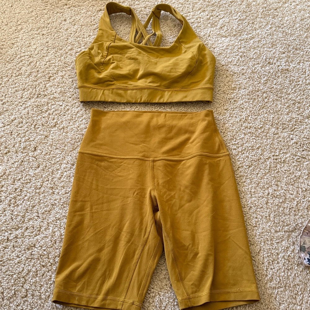 Lululemon Tan top and shorts